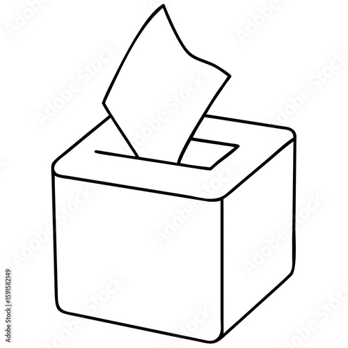 Black silhouette illustration of a ballot box design with transparent background