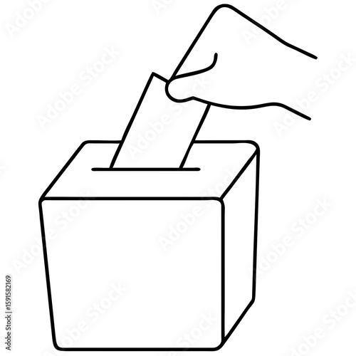 Silhouette design of a ballot box for voting with transparent background