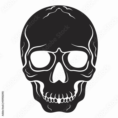 Detailed black skull vector illustration suitable for halloween designs and gothic themes
