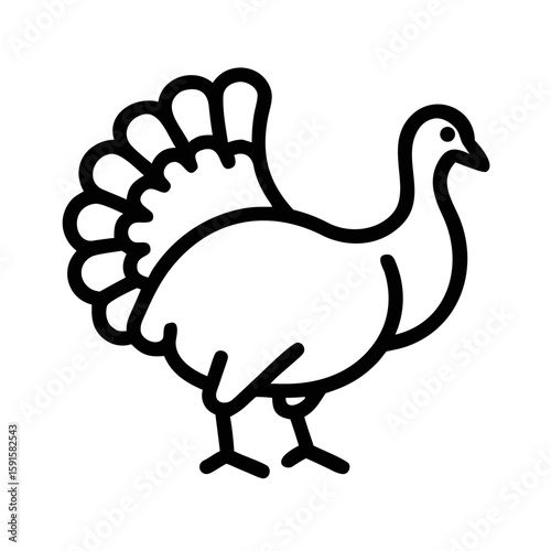 Elegant black silhouette depicting a turkey ideal for canadian thanksgiving designs