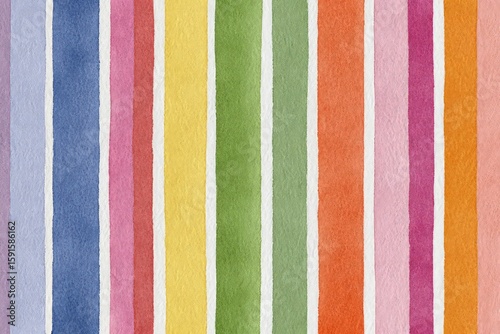 Vertical Rainbow Stripes Watercolor Pattern Background