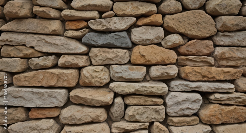 Close up view of a stone wall with varying shades of brown and grey stones neatly Close up view of a stone wall with varying shades of brown and grey stones neatly