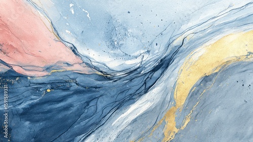 Soft Pastel Splatter Art with Golden Accents – Luxury Marble Texture