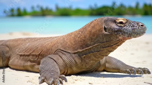 Komodo Dragon on a Beach