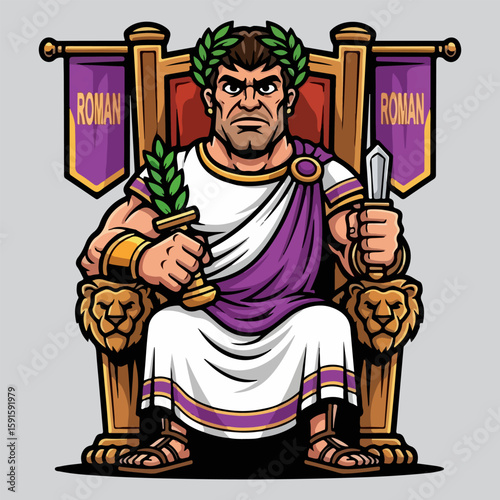 Roman emperor mascot vector