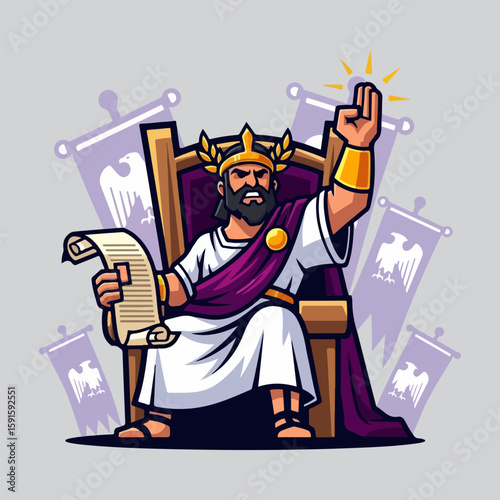 Roman emperor mascot vector