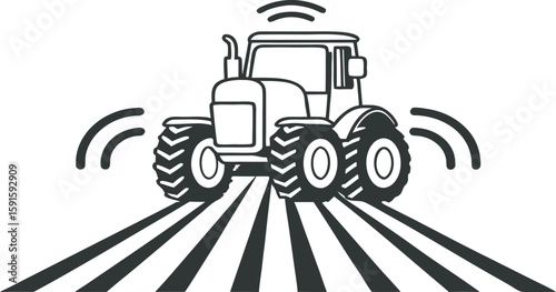 Smart Farming Tractor Vector – Modern Agriculture Automation Concept