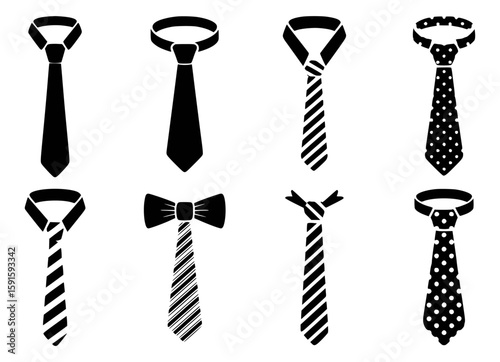 Elegant collection of black and white tie styles and bowtie designs