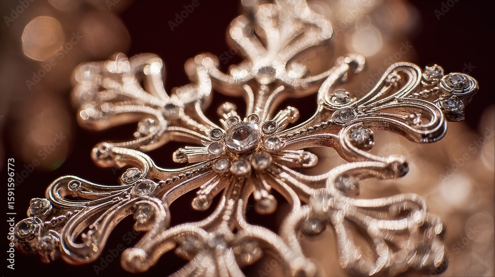 Obraz premium Ornate snowflake ornament, detailed close-up