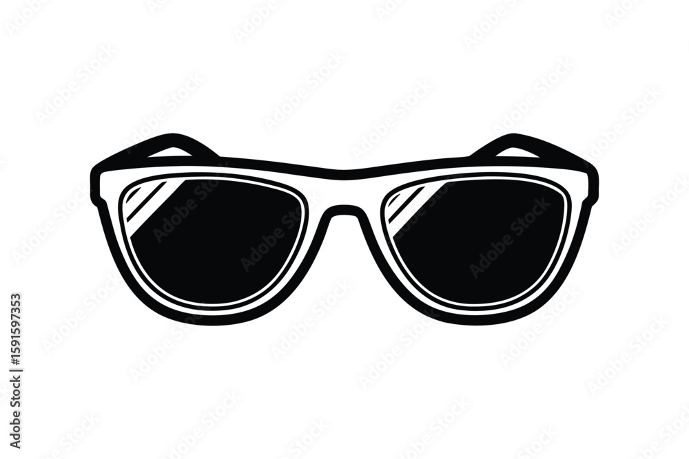 Fototapeta premium Silhouette art illustration of a mirrored sunglasses with visible reflection lines.eps