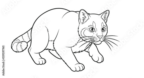 Stealthy Fishing Cat Near Water Detailed Adult Coloring Page Wildlife Feline Observation