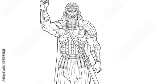 Wallpaper Mural Gilgamesh Ancient Warrior Pose Intricate Adult Coloring Page Mesopotamian Mythology Epic Torontodigital.ca