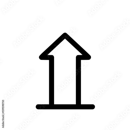 Minimalistic black and white upward arrow icon with geometric shapes  
