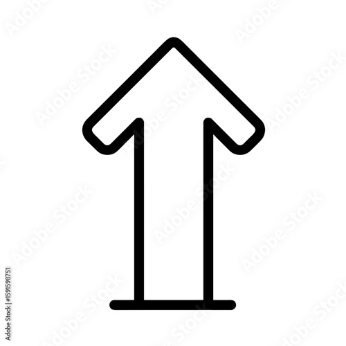 Minimalistic black and white line art illustration of upward arrow  