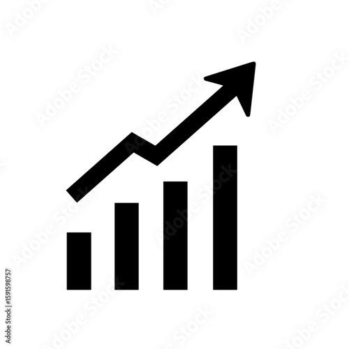 Minimalistic black line art illustration of rising growth graph  