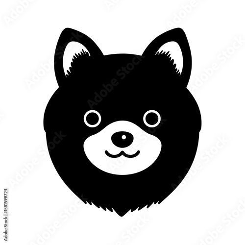 vector cute dog face clipart, icon, logo