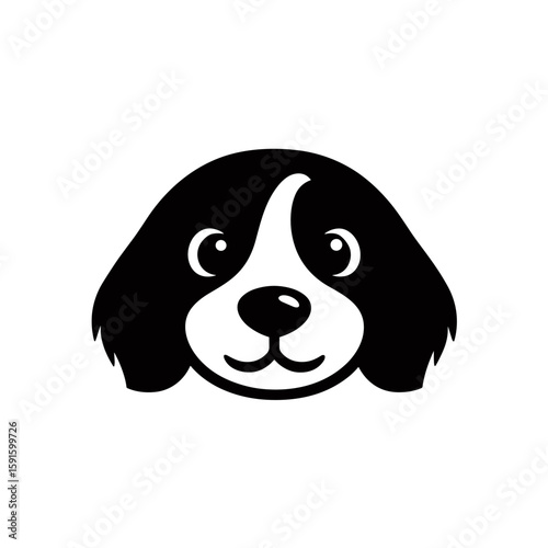vector cute dog face clipart, icon, logo