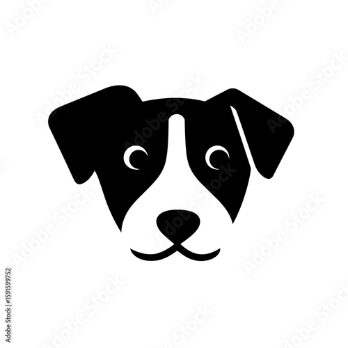 vector cute dog face clipart, icon, logo