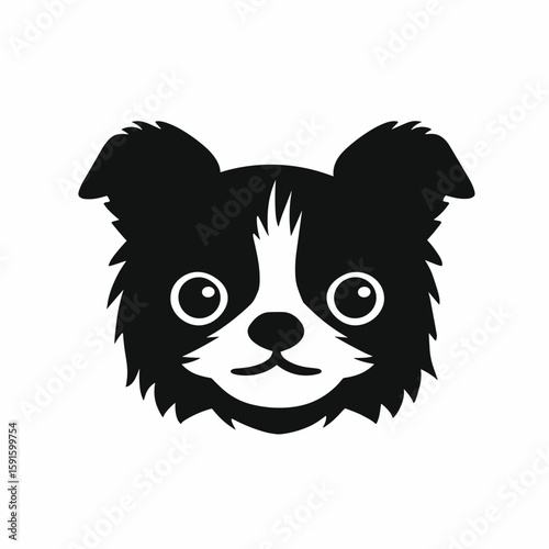 vector cute dog face clipart, icon, logo
