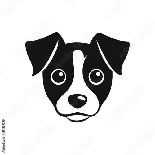 vector cute dog face clipart, icon, logo