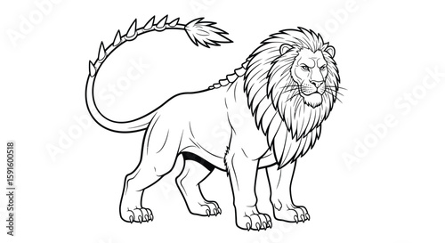 Formidable Manticore Standing Adult Coloring Page Fantasy Monster Legend Artistry
