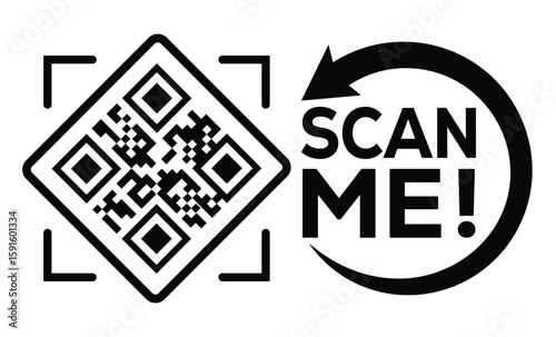  QR code scan icon set. Scan me frame. QR code scan for smartphone. QR code for mobile app, payment and identification. Vector illustration.