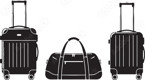 Vector art of collection of luggage silhouettes including suitcases and duffel bags