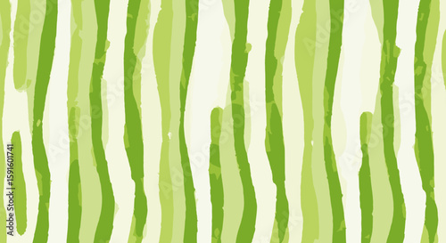 Abstract green watercolor striped pattern on canvas background