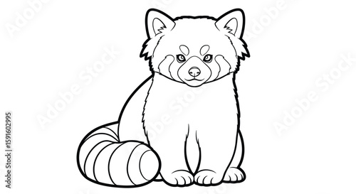 Adorable Red Panda Sitting on Haunches Adult Coloring Page Wildlife Nature Exploration