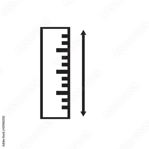 Simple Ruler Icon with Measurement Dimensions.