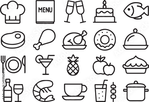 Collection of food and drink icons vector