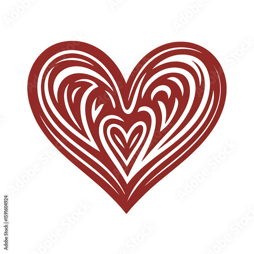 Vector art of a red heart with swirling patterns is isolated on a transparent background