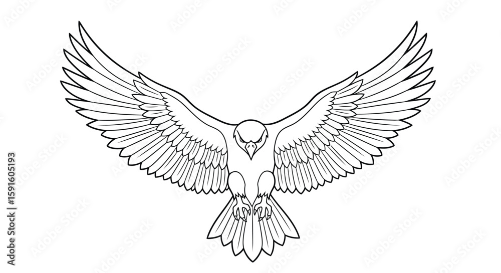 Obraz premium Thunderbird Soaring Majestic Mythical Bird Coloring Page for Adults Native American Art