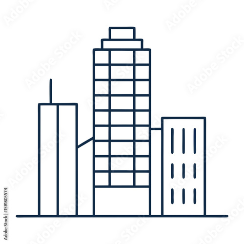 Modern skyscraper buildings icon in outline style