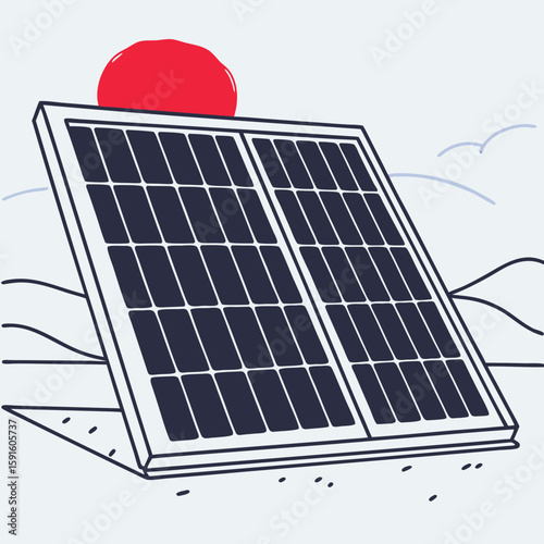 Solar panel icon in minimal flat style