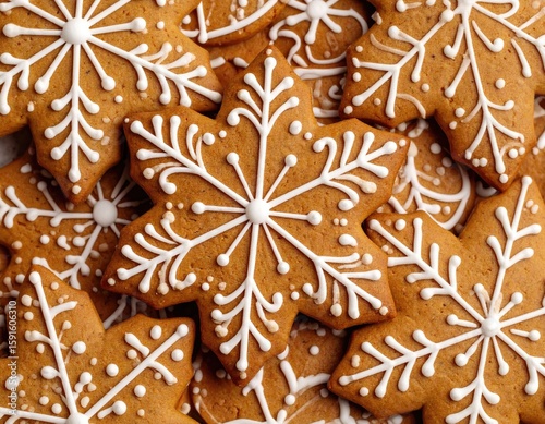 Close-up of many decorated gingerbread cookies