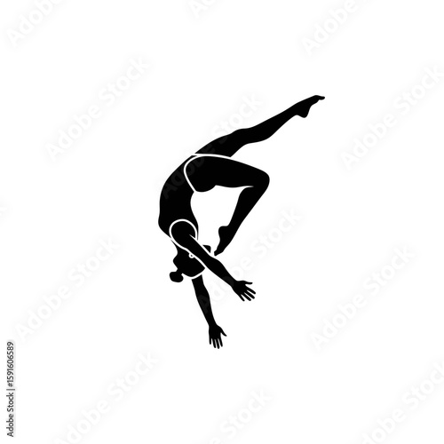 Female Diver Silhouette - Backflip Spin Action Icon