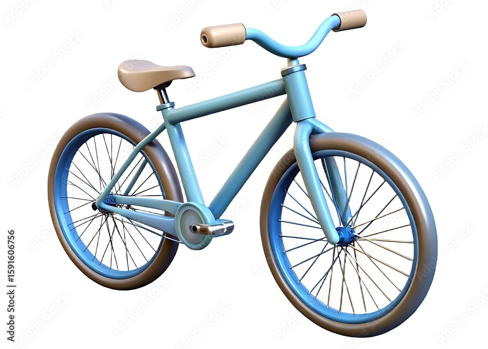 Fototapeta premium A light blue vintage style bicycle with tan handlebars and seat isolated on a white background