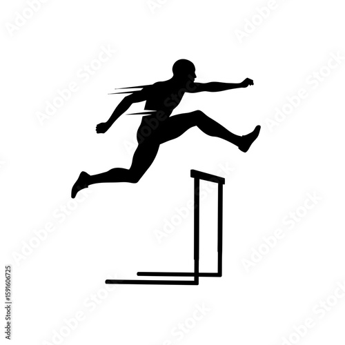 Hurdler Silhouette - Clearing Hurdle Action Icon