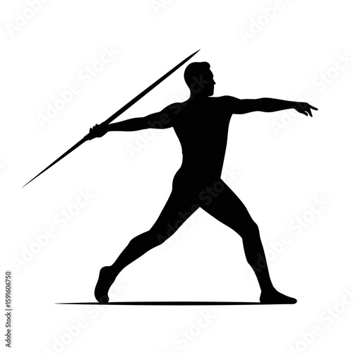 Javelin Thrower Silhouette - Peak Throwing Motion Icon