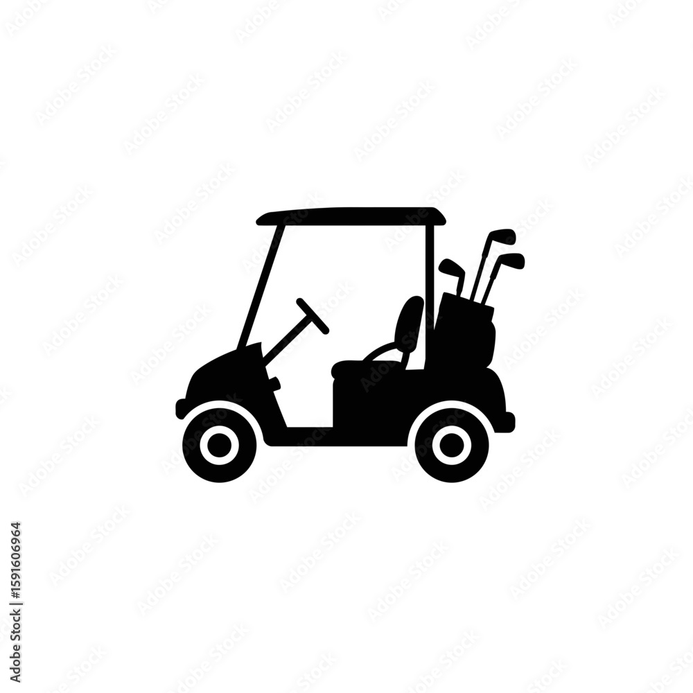 Fototapeta premium Golf Cart Silhouette - Clubs Loaded & Ready Icon