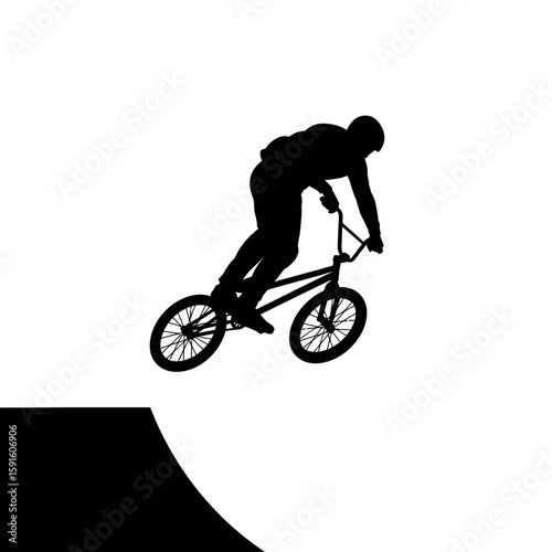 BMX Rider Silhouette - Mid-Air Stunt Trick Icon