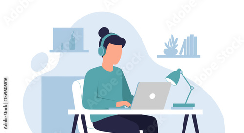 Person working from home on laptop, ideal for remote work blogs or articles.