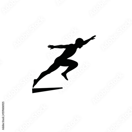 Diver Silhouette - Springboard Leap & Extended Arms Icon