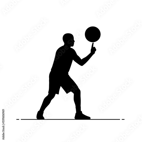 Basketball Player Silhouette - Spinning Ball on Fingertip Icon