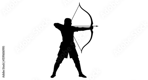 Medieval Archer Silhouette - Recurve Bow & Attire Icon