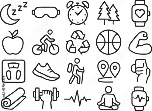 Health and Wellness Icons Collection sleep mask