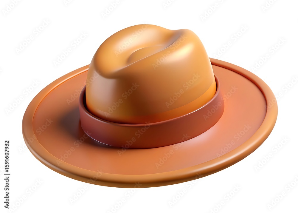 A classic tan fedora hat with a brown band isolated on a white background showcasing its stylish design A classic tan fedora hat with a brown band isolated on a white background showcasing its stylish design