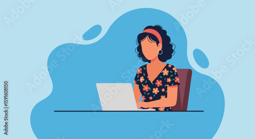 Woman working on laptop, perfect for websites, blogs, and presentations about remote work, freelancing, or online business.