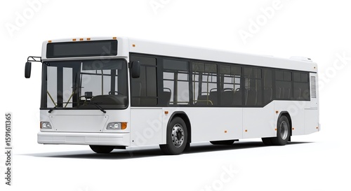 White City Bus for Public Transportation on a White Background